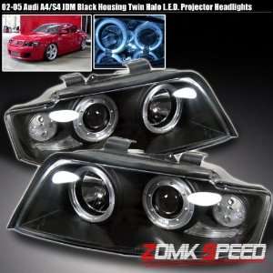  02 03 04 05 Audi A4 S4 Halo Black Projector Headlights 