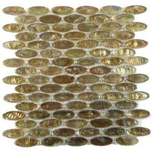   Gold Ovals Glossy & Iridescent Glass Tile   15372