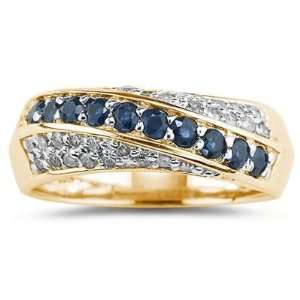  Sapphire and Diamond Ring 10k Yellow Gold SZUL Jewelry