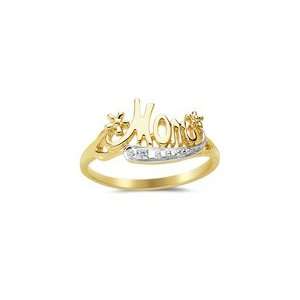  0.01 Cts Diamond Mom Ring in 14K Two Tone Gold 5.0 