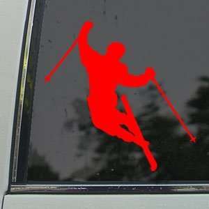  SKIER SKIING SKI Red Decal Car Truck Window Red Sticker 