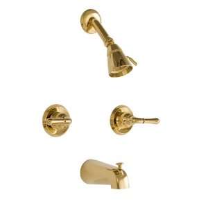 Hawley Tub and Shower Set with Metal Lever Handles   Polished Brass