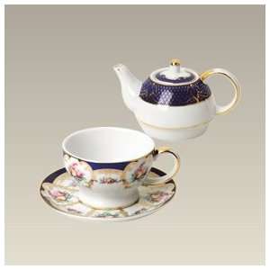 Cobalt and Gold Tea For One Set 