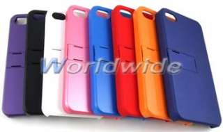 New Holder Stand Hard Skin Rubberized Back Case Cover For iPhone 4 