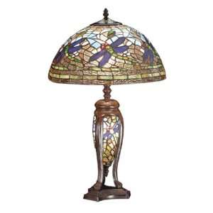  25.5 Inch H Tiffany Dragonfly Lighted Base Table Lamp 