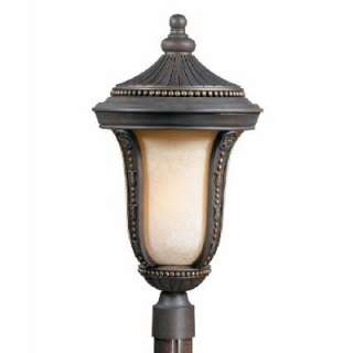 NEW 4 Light Outdoor Post Lamp Lighting Fixture, Bronze, Cognac Tinted 