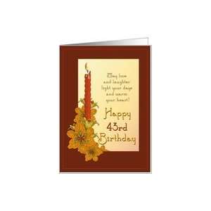  Happy 43rd Birthday Tiger Lily Candle Card Toys & Games