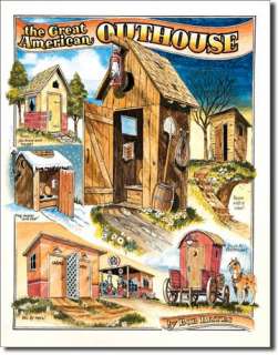 GREAT AMERICAN OUTHOUSE Man Cave Crapper Comic Tin Sign  
