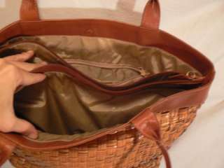 Large Laura Ashley woven leather tote purse  