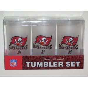TAMPA BAY BUCCANEERS Team Logo Acrylic FROSTED TUMBLER CUPS (Set of 3 