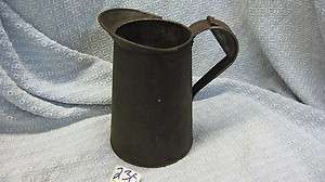 Antique Metal (iron?) Pitcher Masons, 8.5 inch, hand forged (ref#230 