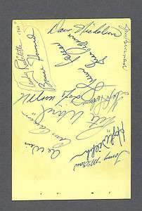 Vintage baseball album sheet signed by 14 with Nellie Fox & Sherm 