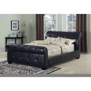  Black Upholstered Queen Sleigh Bed   300240Q