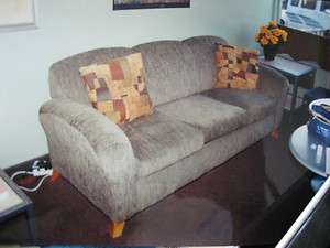 GREEN FABRIC SOFA, 3 SEAT COUCH  