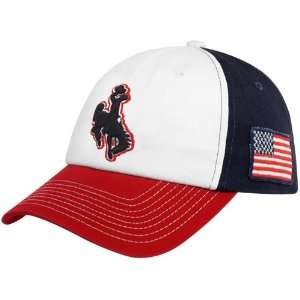   the World Wyoming Cowboys Red White Navy Blue Patriot Adjustable Hat