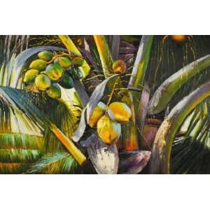  Tropical, Palm Tree, Hand Painted Oil Canvas on Stretcher 