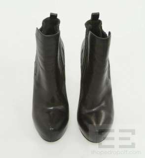 Alexander Wang Black Leather Stacked Heel Platform Booties Size 38 