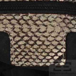   Black Nylon & Beige Snake Embossed Drawstring Shoulder Bag  