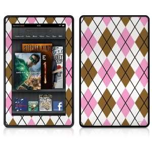   Kindle Fire Skin   Argyle Pink and Brown 