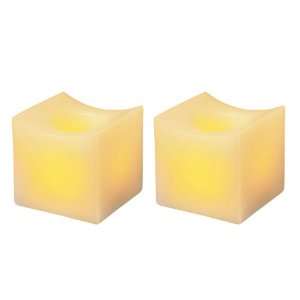   Flameless Mini Curved Squares Vanilla Scented Candle, Cream, 2 Pack