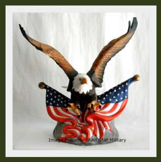 Bald EAGLE Patriotic USA Flag Figurine Statue Sculpture  