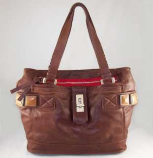 Brand New Italian Brown Calfskin Leather Extra Large Handbag