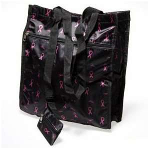  Deluxe Black Pink Ribbon Tote 