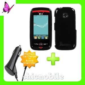   Charger + BLACK Hard Snap on Case Cover NET 10 Tracfone LG505C LG 505C