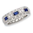 goldia Sterling Silver Dark Blue & Clear CZ Band Ring Size 6