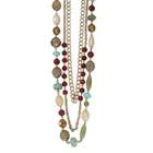 Jewelry Adviser necklaces Brass tone Multi Strand Red, Green & Teal 