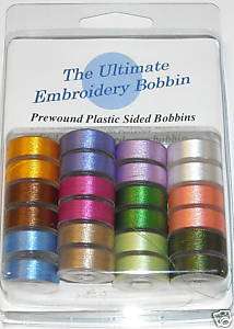 24 Embroidery Bobbins Assorted colors thread Style L  