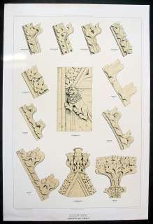 1848 Sharpe Antique Architectural Print Crockets Finial  
