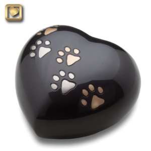  Midnight Heart Paw Print Large Brass Pet Cremation Urn by 