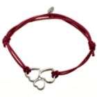 Red Cord Bracelet with Sterling Silver Hearts