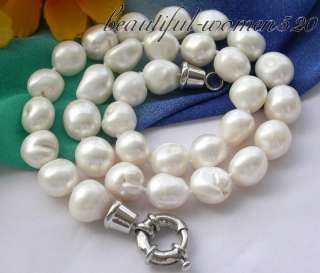 17 12mm white baroque freshwater pearl necklace  