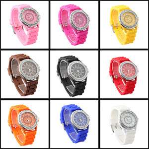   Ladies Silicone Sports Classic Crystal Wrist Watch fashion A6  