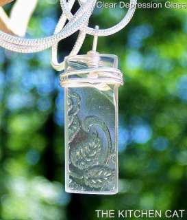   BOTTLE NECKLACE Antique Old Recycled Glass Pendant w Sterling Chain