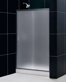 INFINITY 48 x 72 Frosted Glass Chrome Frame Shower Door  
