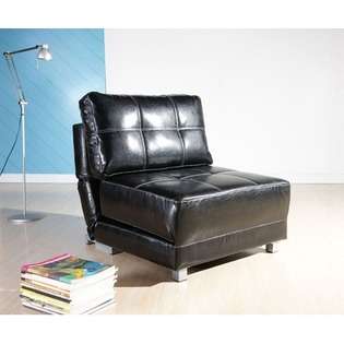   New York Faux Leather Convertible Chair Bed in Black 