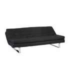 bed with padded seat in dark gray and black fabric