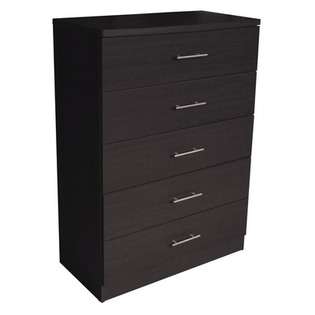 Hazelwood Home Five Drawer Chest with Plastic Handles in Black at 