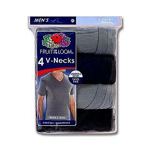 Mens Big & Tall V Neck T Shirts   4 Pk Black & Gray  Fruit of the 