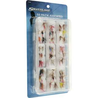   Assorted Silver Lake Freshwater Flies w/ Carry Case 39364773718  