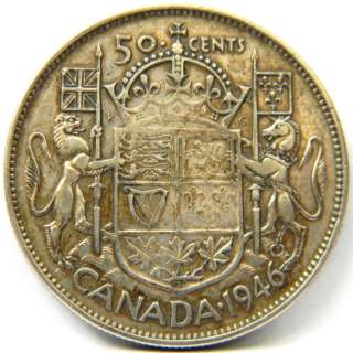 CANADA, George VI 1946 silver 50 Cents; toned XF  