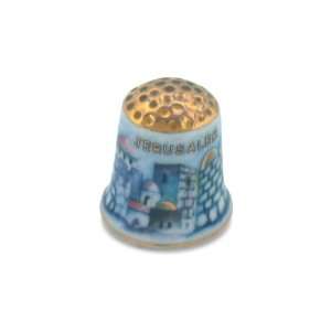  Set of 12, 3 Centimeter Ceramic Thimble with Golden Crown 