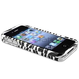 White/Black Zebra Hard Clip on Case Cover for iPhone 4 4th G 4S USA 