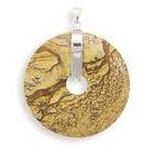 Clevereve CleverSilvers Rhodium Plated Picture Jasper Disc Pendant