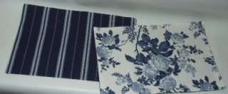 Stripe Floral Placemats Navy & White Reversible 4  