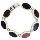 Sabrina Silver Sterling Silver Multi Color Stone Oval Link 7 in 