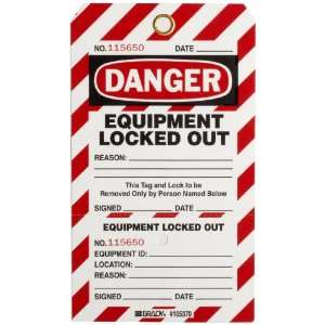Brady Two Part Perforated Danger   Equipment Locked Out Tag, Plastic 